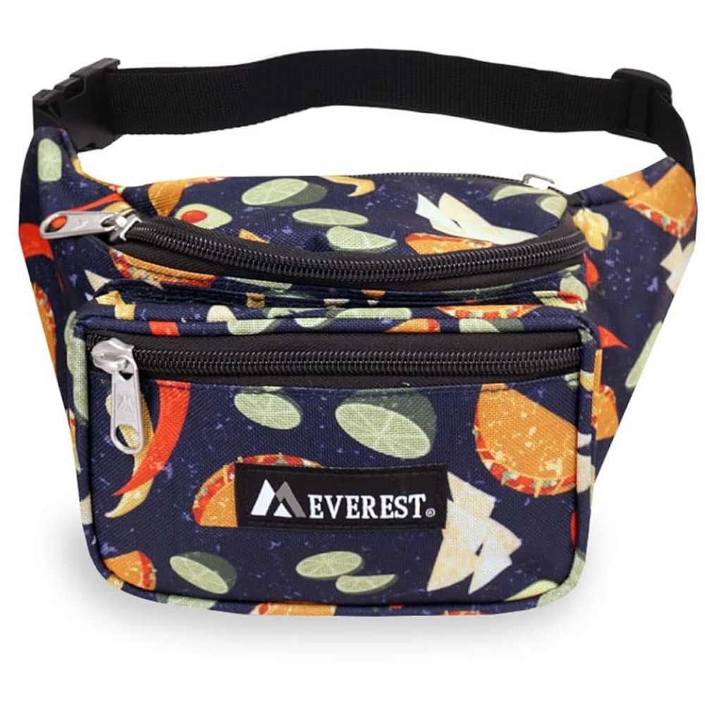 NWT Everest Navy Blue taco Patterned Belt Bag Fanny Pack Waist Bag